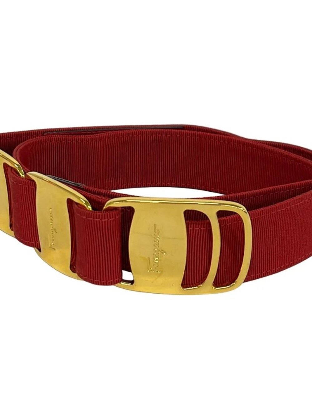 Salvatore Ferragamo Red Hardware Polyester Belt